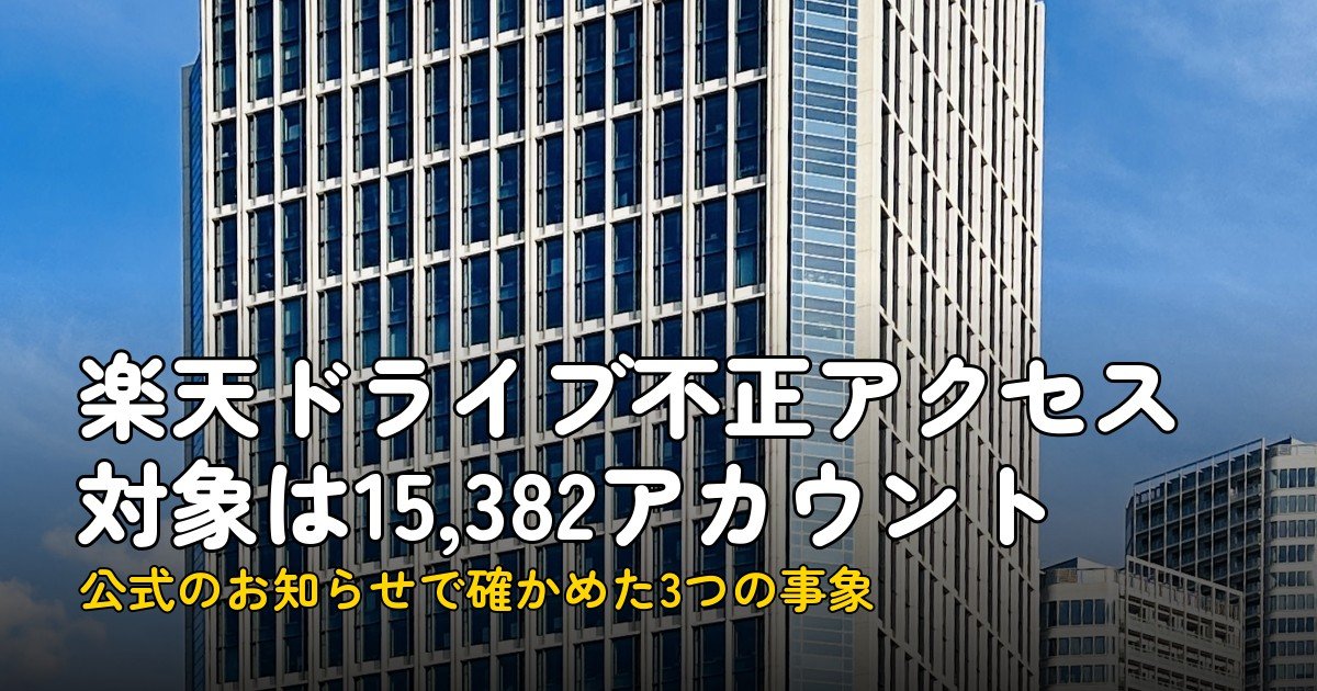楽天ドライブ不正アクセス、対象は1万5382件